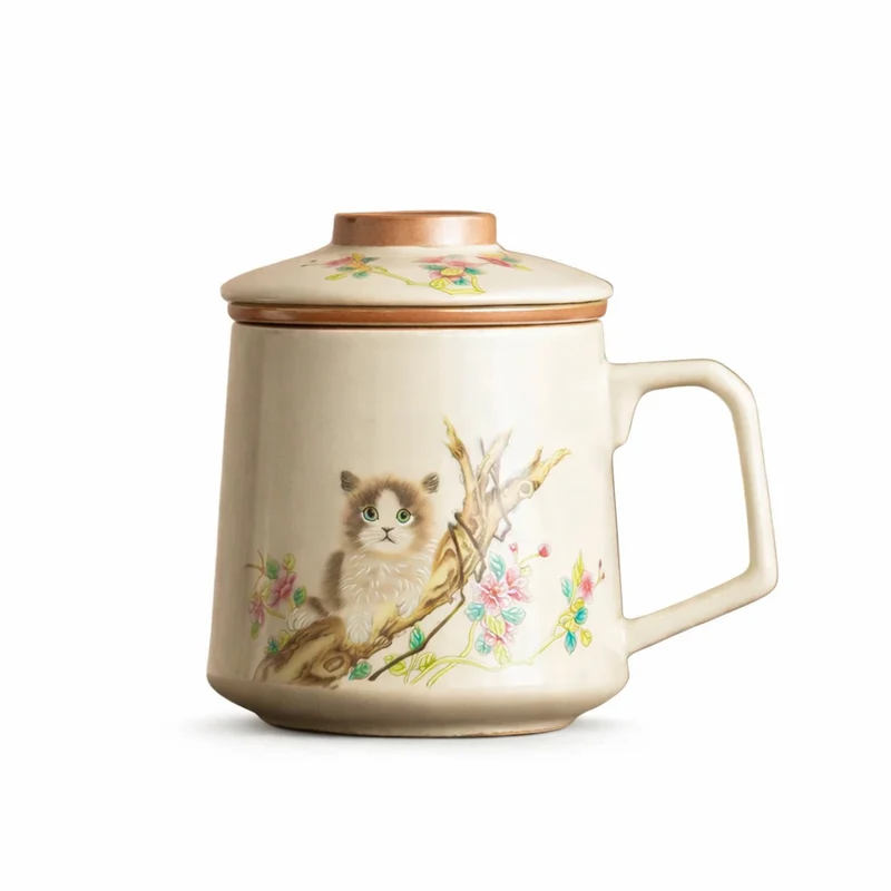 Tasse à Thé Chat Infuseur Céramique 350ml