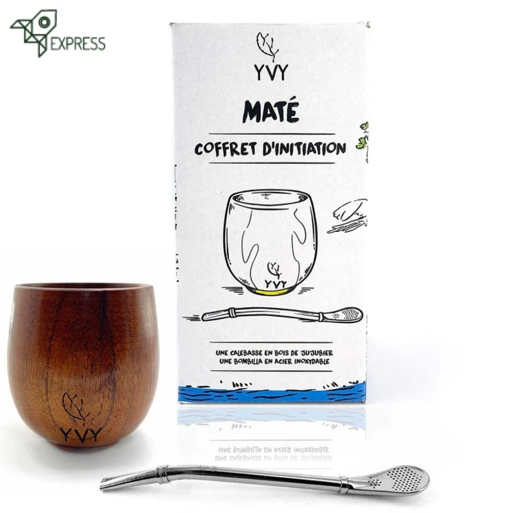 Coffret Initiation Maté Calebasse en Bois et Bombilla