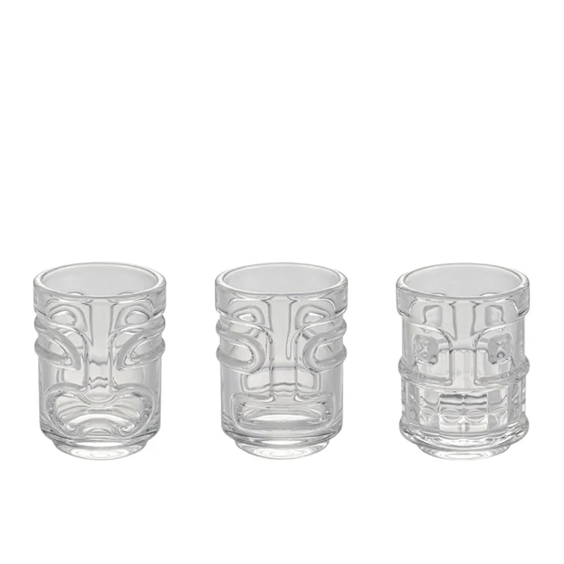 5 cl - Tiki Maori Bicchieri Shot In Vetro Borosilicato - Set 3 Pz