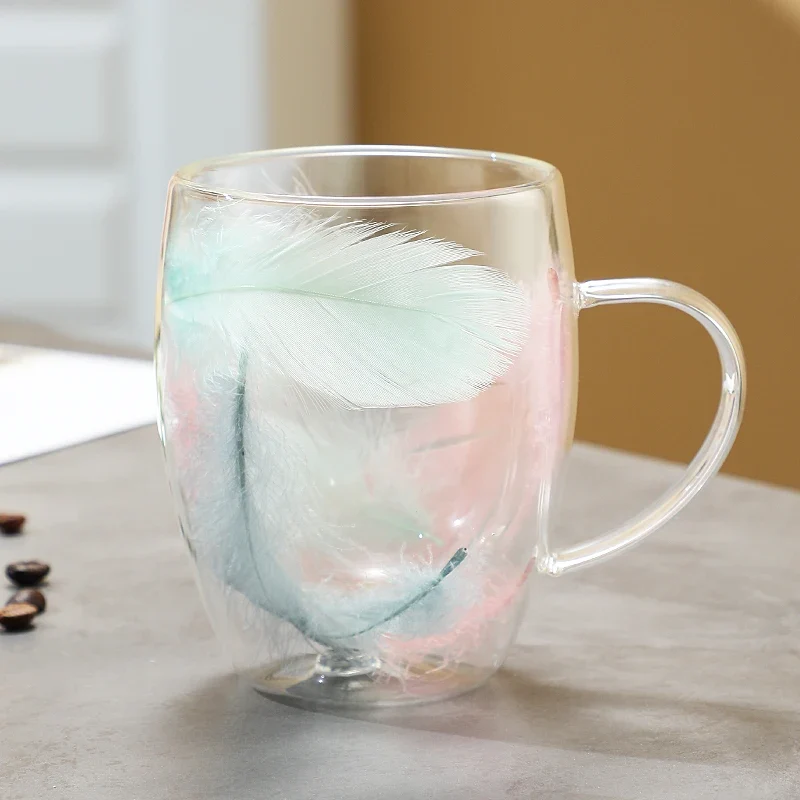 Tasse Verre Double Paroi Plume 350ml