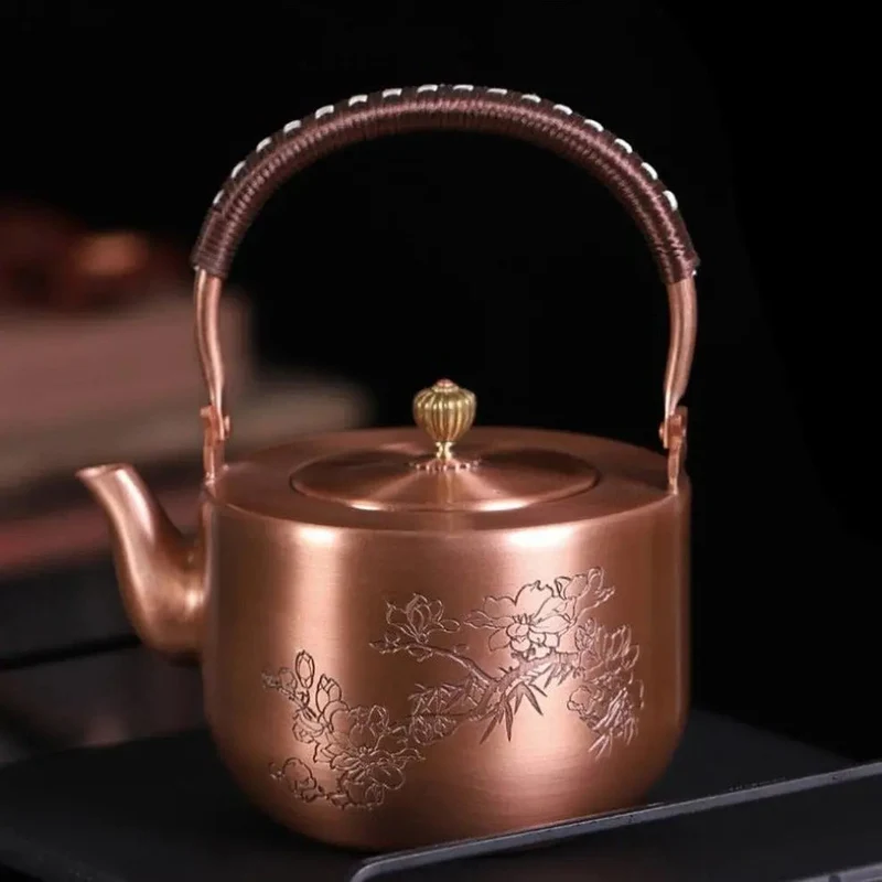 Théière en Cuivre Cylindrique Gravée 1,5 L | La Théière de Lulu