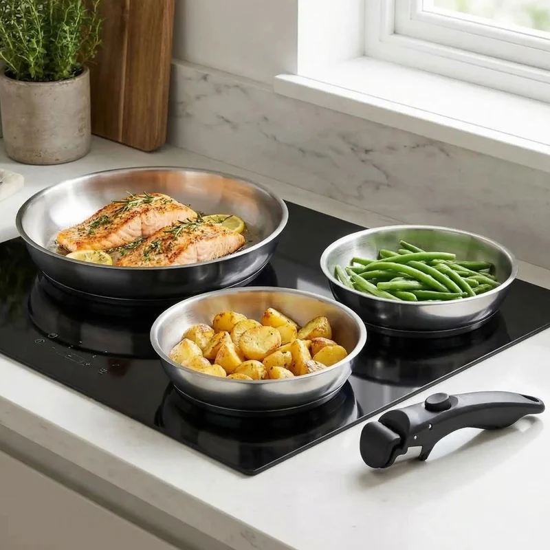 POELES POIGNEES AMOVIBLES | ModulChef™ en Inox Empilables