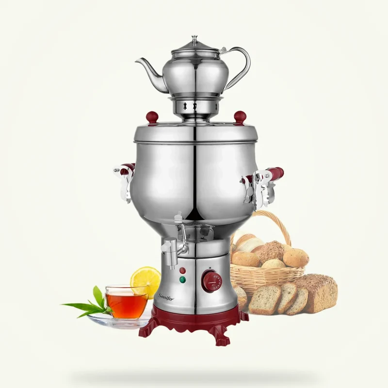 Samovar électrique 6L + théière 0,75L - çaydanlık turc argent et rouge