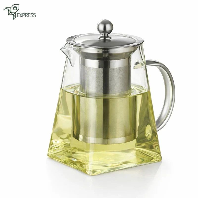 Théière Carrée en Verre 550-950ml : Transparence Design