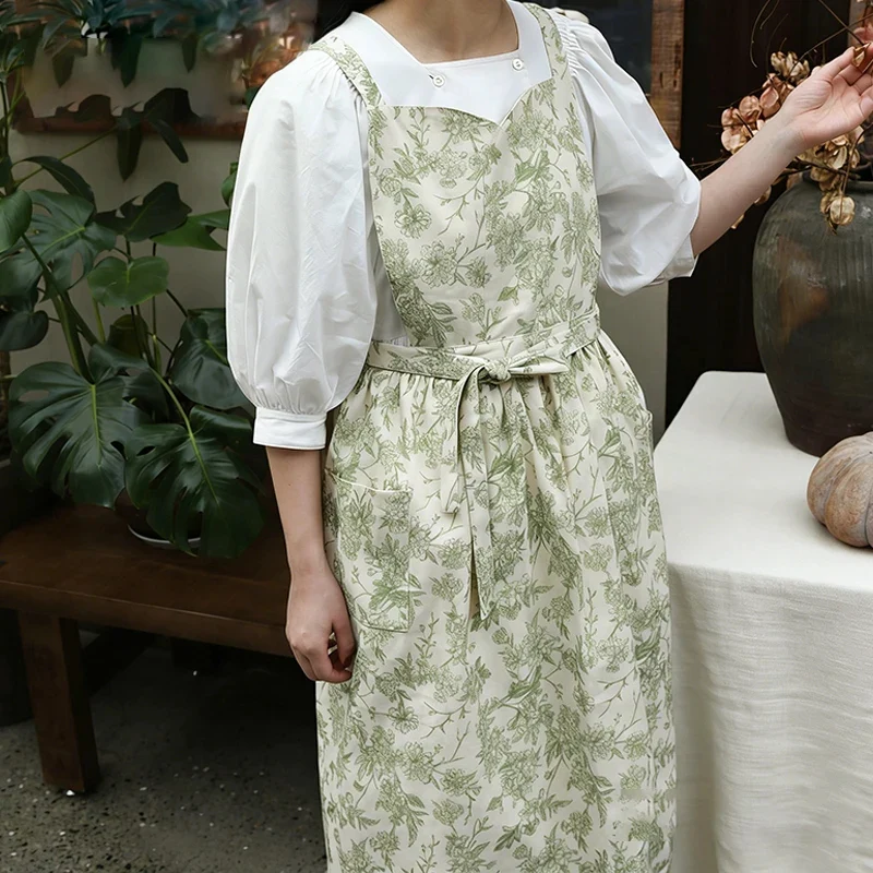 Tablier Cuisine sans Manches | Coton-Lin Floral