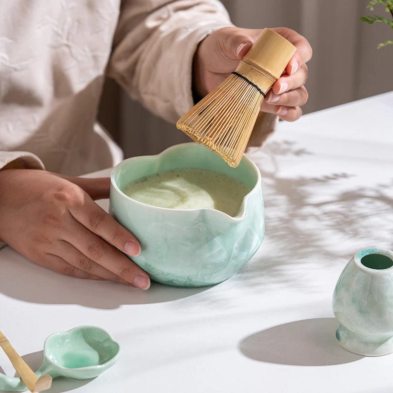 Set Matcha 600ml Bol Large Dégradé Vert Profond