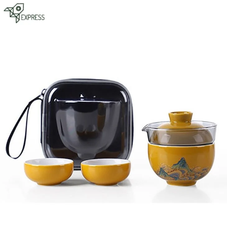 Petit Service à Thé de Voyage Verre et Porcelaine 130ml
