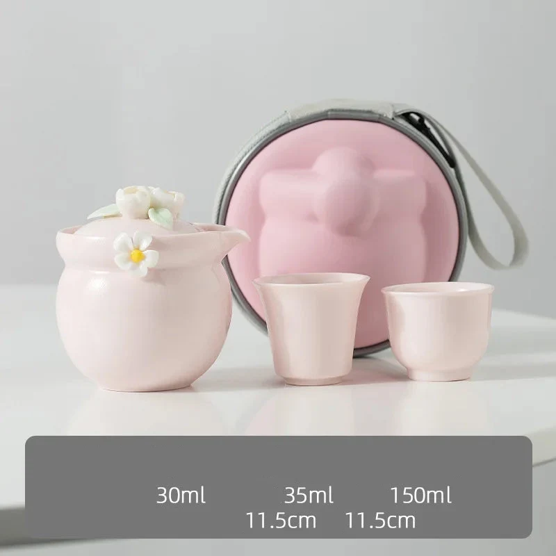 Petit Service à Thé en Porcelaine Rose 150ml