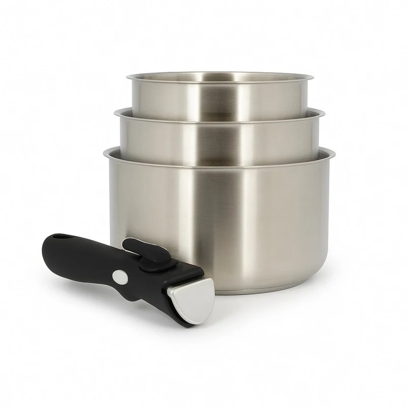 Set de 3 casseroles Iris en acier inoxydable 16/18/20 cm