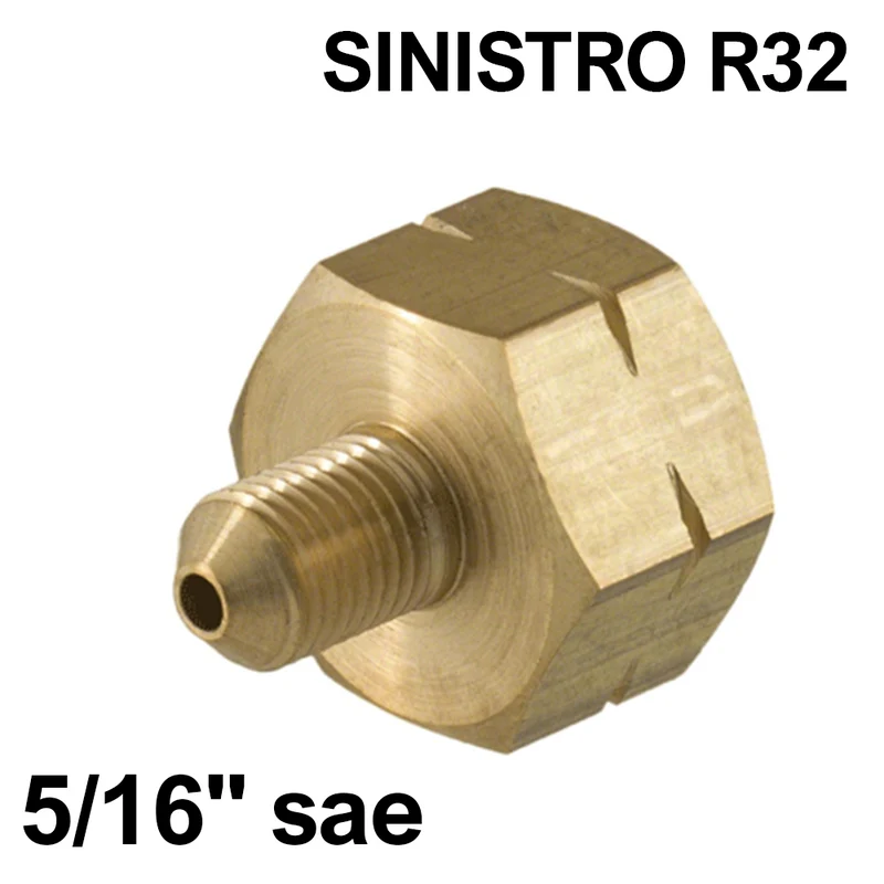 Adaptateur réducteur pour bouteille de gaz réfrigérant R32 - filetage à gauche, sortie SAE 5/16''
