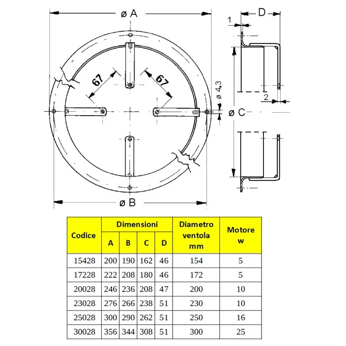 Buse annulaire pour ventilateur Ø 300 mm et moteur pentavalent 25 W