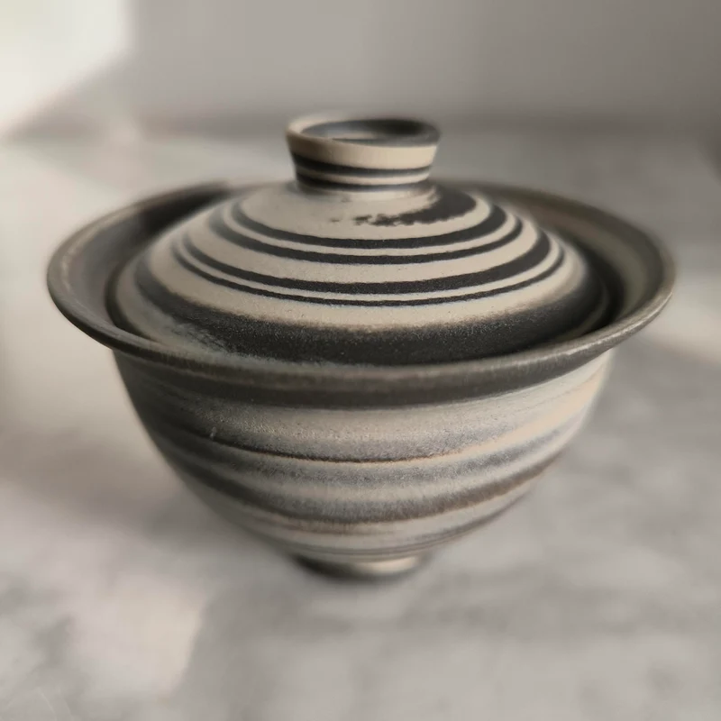 Théière en Grès Gris Gaiwan Nerikomi 110ml