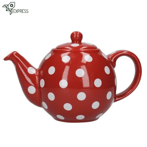 Théière Anglaise Rouge à Pois Blanc London Pottery 1.2L