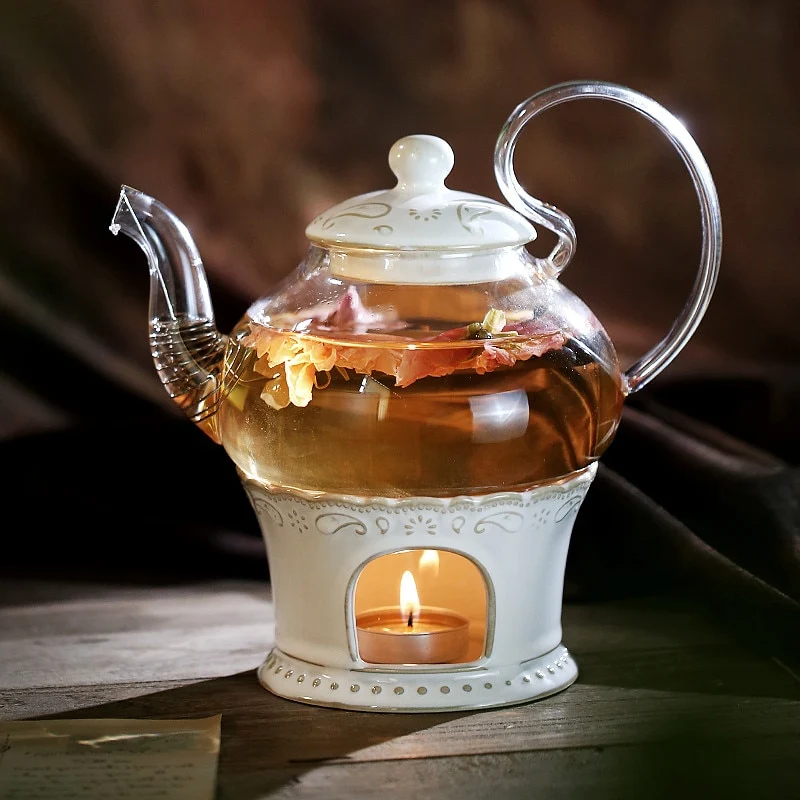 Théière en Verre et Porcelaine avec Réchaud 600ml