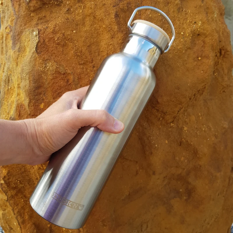 Gourde Isotherme Tout Inox Couvercle Bambou 750ml