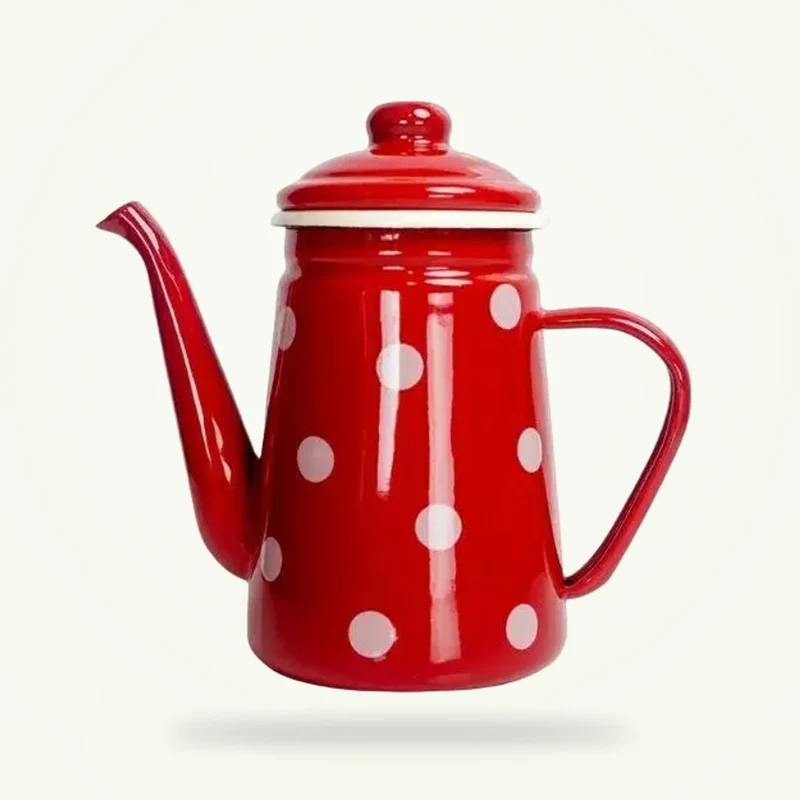 Bouilloire vintage rouge à pois