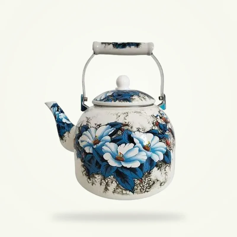 Bouilloire Porcelaine Fleurs Bleu Vintage