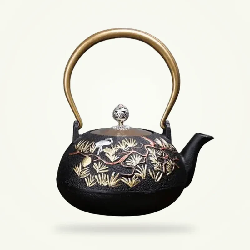Théière Fonte Pins et Oiseau