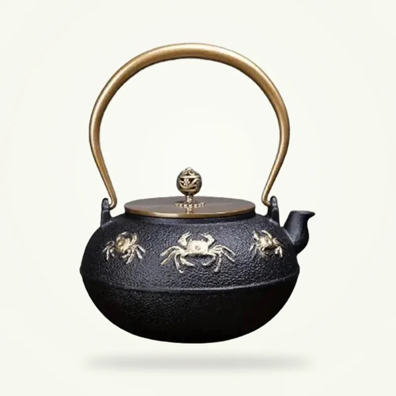 Théière Fonte Crabe Doré