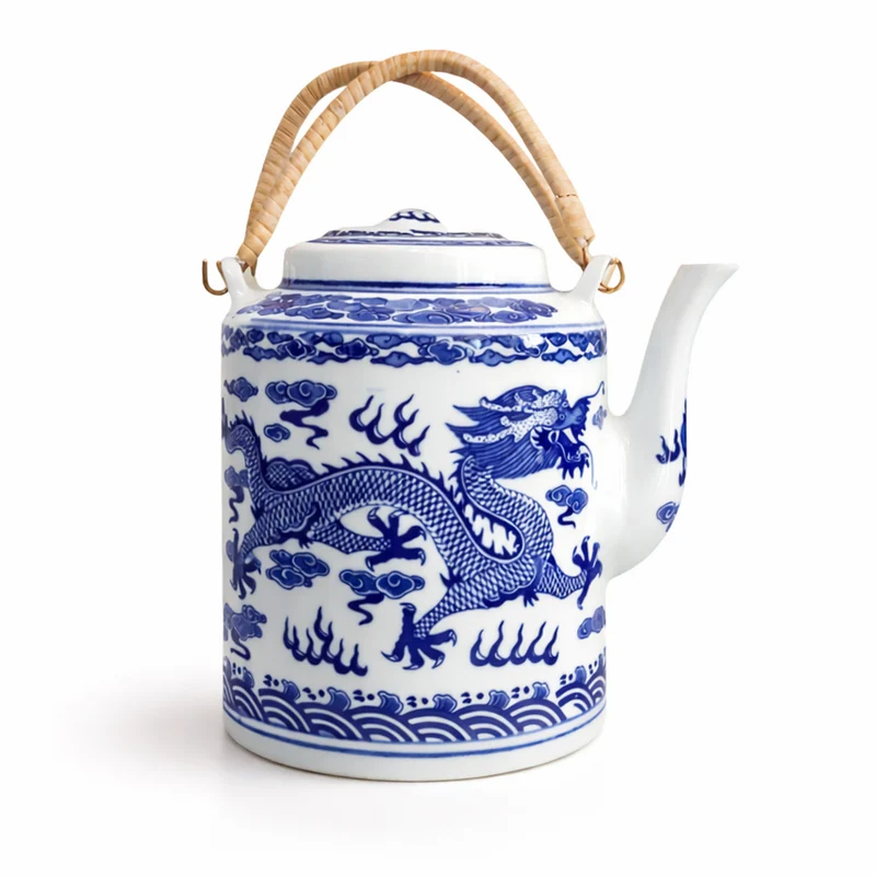 Théière en Porcelaine Chinoise Bleu et Blanc 1,6L
