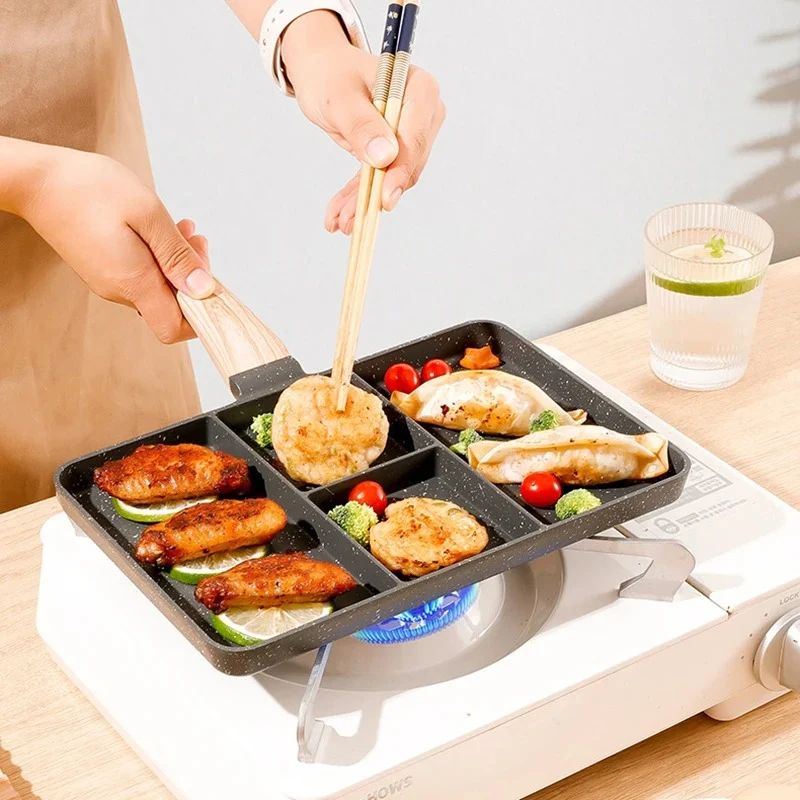 Poêle à Griller - 4 Compartiments pour Cuisson simultanée tous Feux