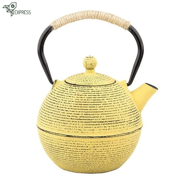 Théière en Fonte Jaune Ronde 680ml