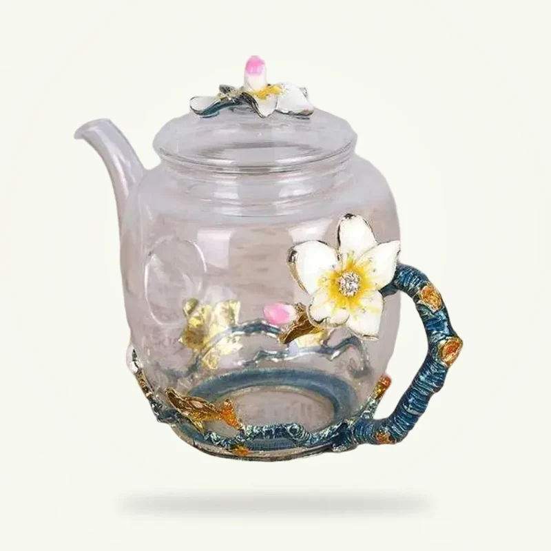 Théière en Verre Design Floral
