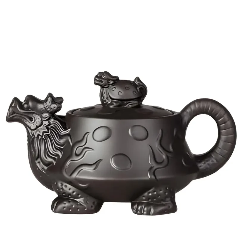 Théière en Terre Cuite avec Dragon Porte-Bonheur