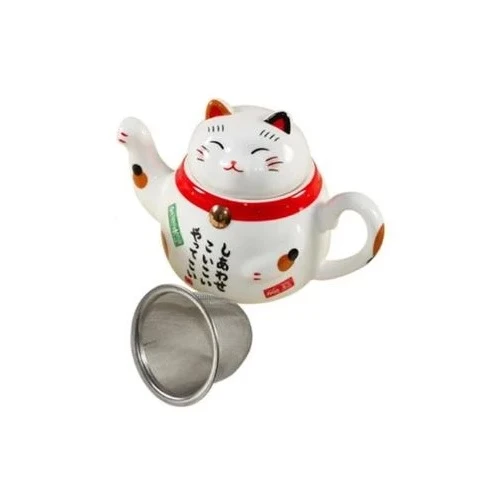THÉIÈRE EN PORCELAINE CHAT JAPONAIS