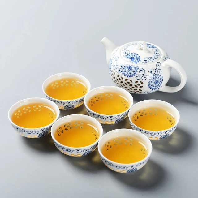 SERVICE À THÉ EN PORCELAINE EXQUIS BLEU