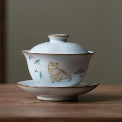 Théière Chinoise Dehua Gaiwan Chat 160ml