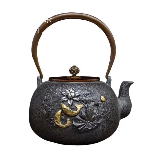 THÉIÈRE EN FONTE POISSON D'OR (ARTISANALE)