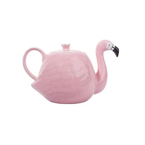 THÉIÈRE EN PORCELAINE ORIGINALE FLAMANT ROSE
