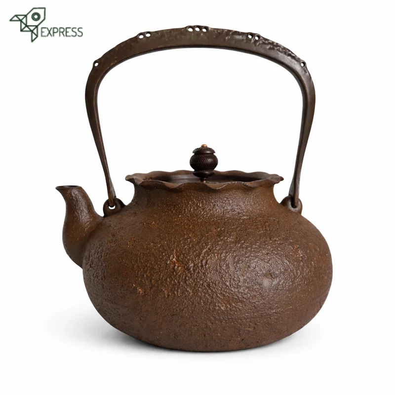 Théière en Fonte Bouilloire Non Émaillée Kaki 1.3L