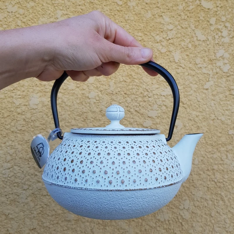 Théière en Fonte Japonaise Blanche Iwachu Kikko 900ml