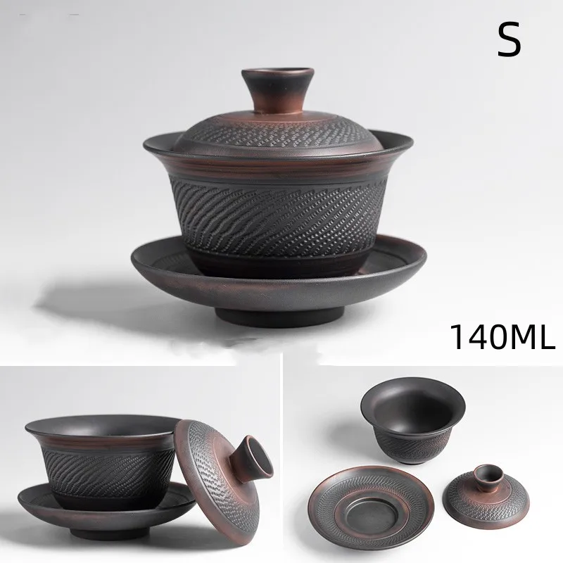 Théière en Céramique Gaiwan Gravé 140-200ml