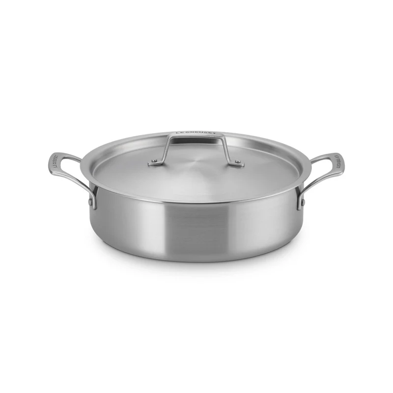 Essential Acciaio Inox Padella Alta Sautè Con Coperchio e Doppie Maniglie In Acciaio Inox