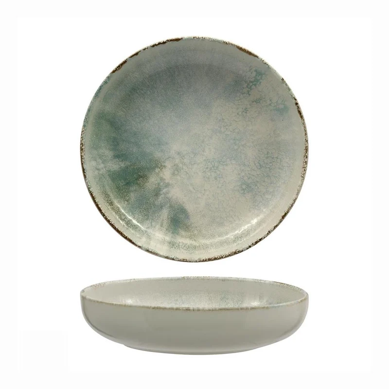 22 cm - Matcha Piatto Fondo Coupe Decorato In Gres porcellanato Set 6 Pz