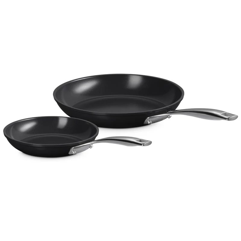 24-28 cm - Essential Set Padelle Basse Antiaderenti Con Rivestimento In Ceramica In Acciaio Inox Set 2 Pz