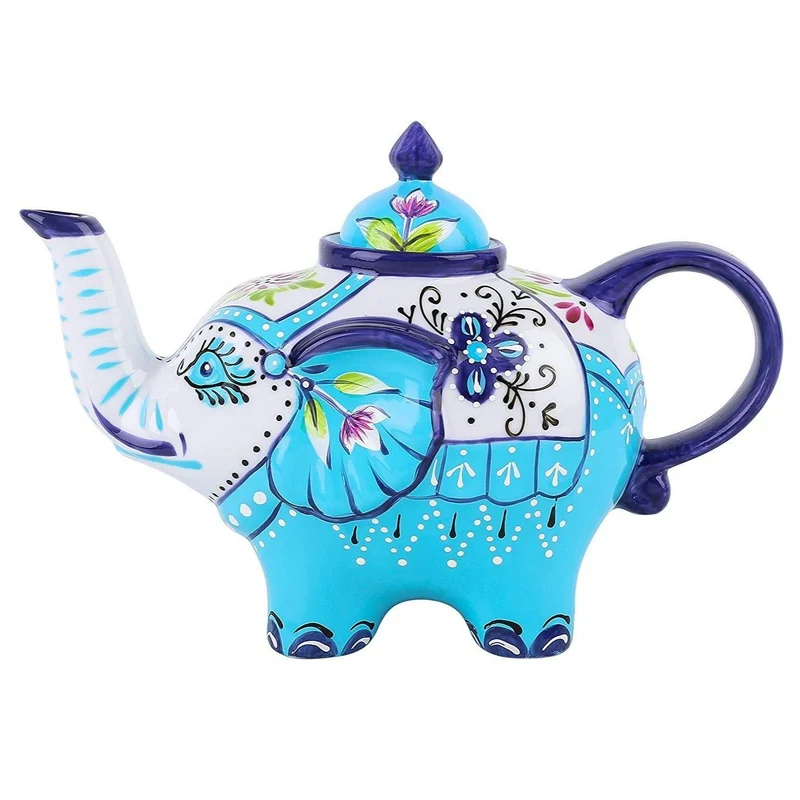 Théière en Porcelaine Éléphant Bleue 800ml