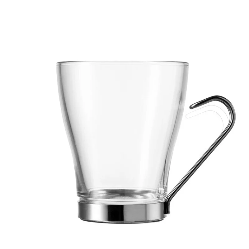 24 cl - Debora Tazza Tè In Vetro Con Manico In Acciaio - Set 6 Pz