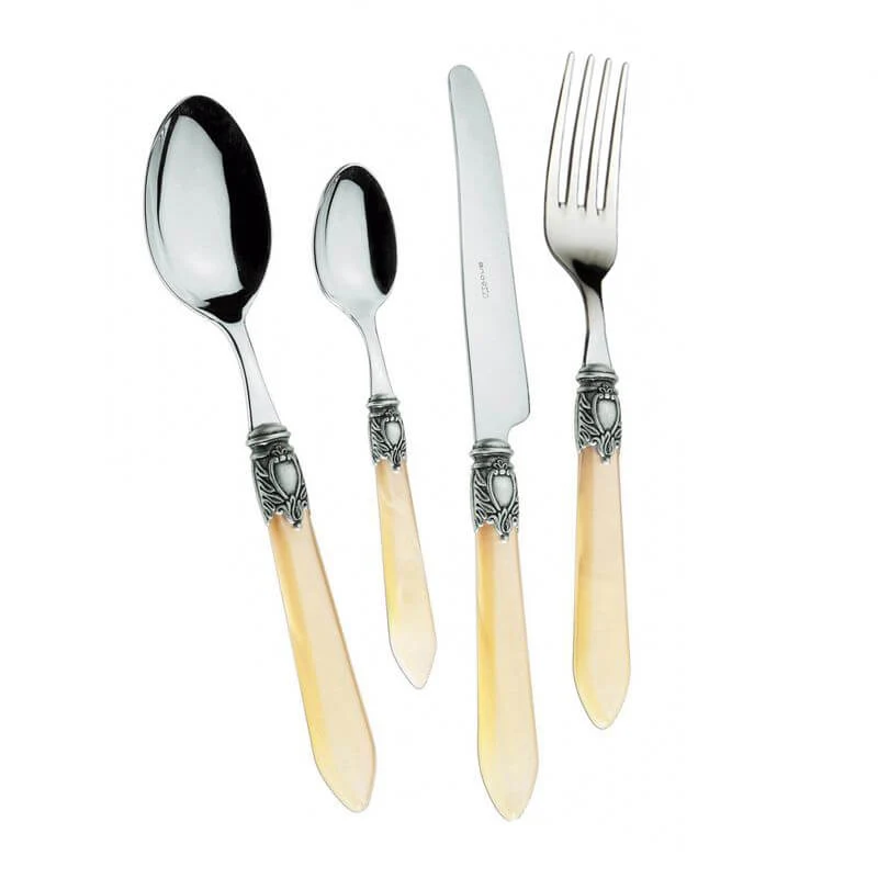Oxford Servizio Posate Ghiera Argentata Acciaio Inox - Set 24 Pz
