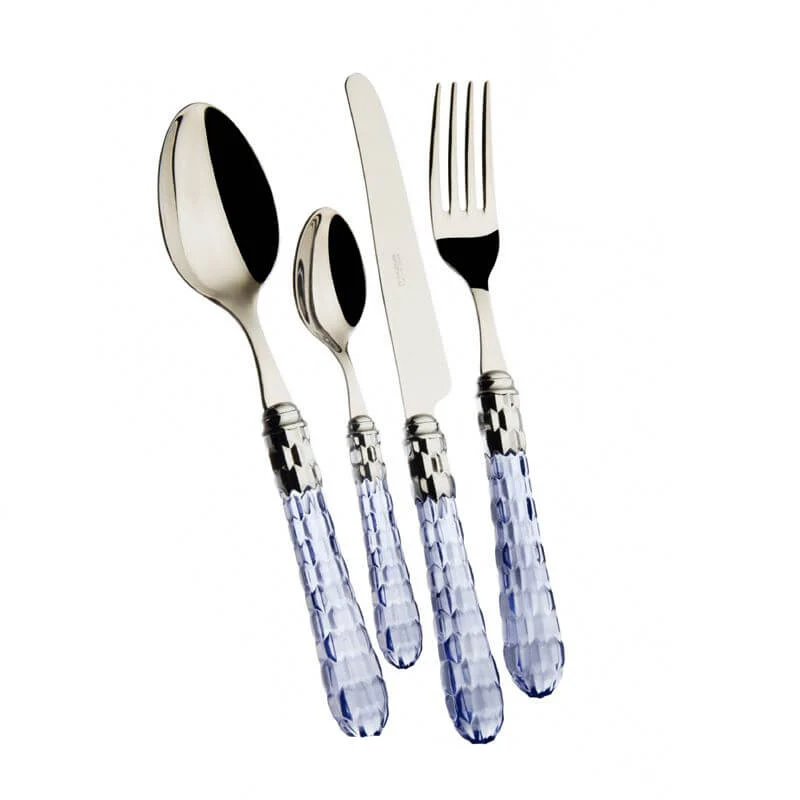 Cristallo Servizio Posate Ghiera Cromata Acciaio Inox - Set 24 Pz