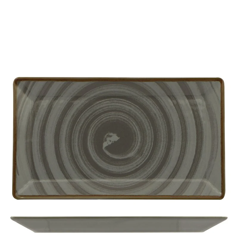26x15 cm - Vortex Piatto Vassoio Rettangolare In Porcellana - Set 10 Pz