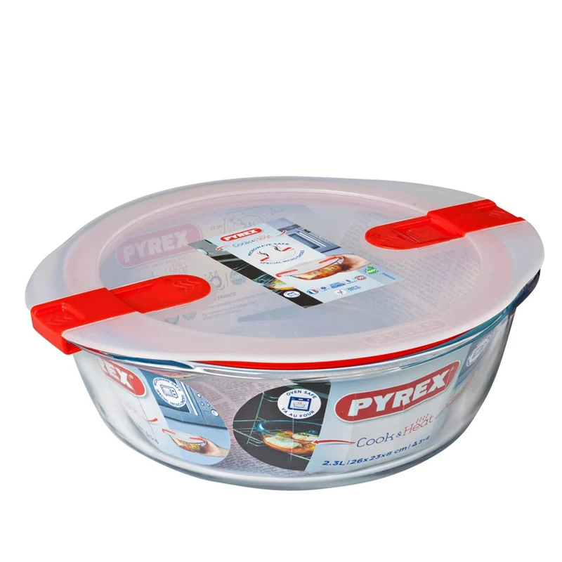 Cook & Heat Contenitore Per Alimenti Rotondo In Vetro Borosilicato Con Coperchio con valvola a vapore