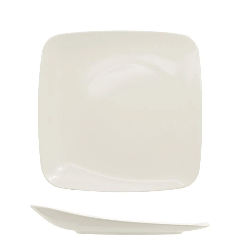 15x15 cm - Vital Square Piatto Piano In Porcellana - Set 12 Pz