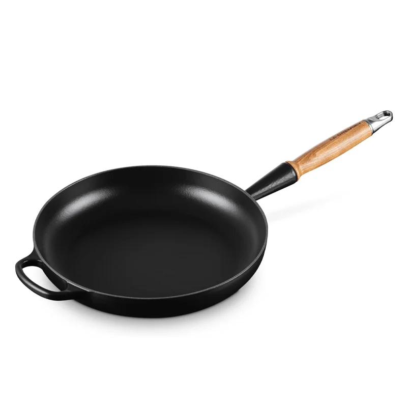 24 cm - Tradition Padella In Ghisa Smaltata con Manico In Legno