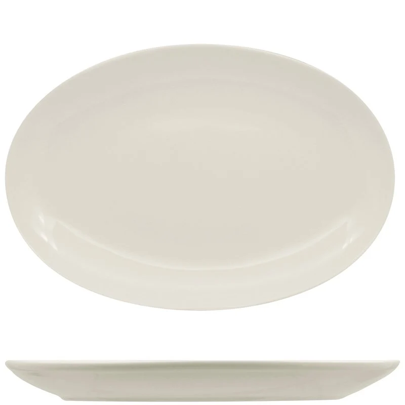 36 cm - Vital Coupe Piatto Vassoio Ovale In Porcellana - Set 6 Pz