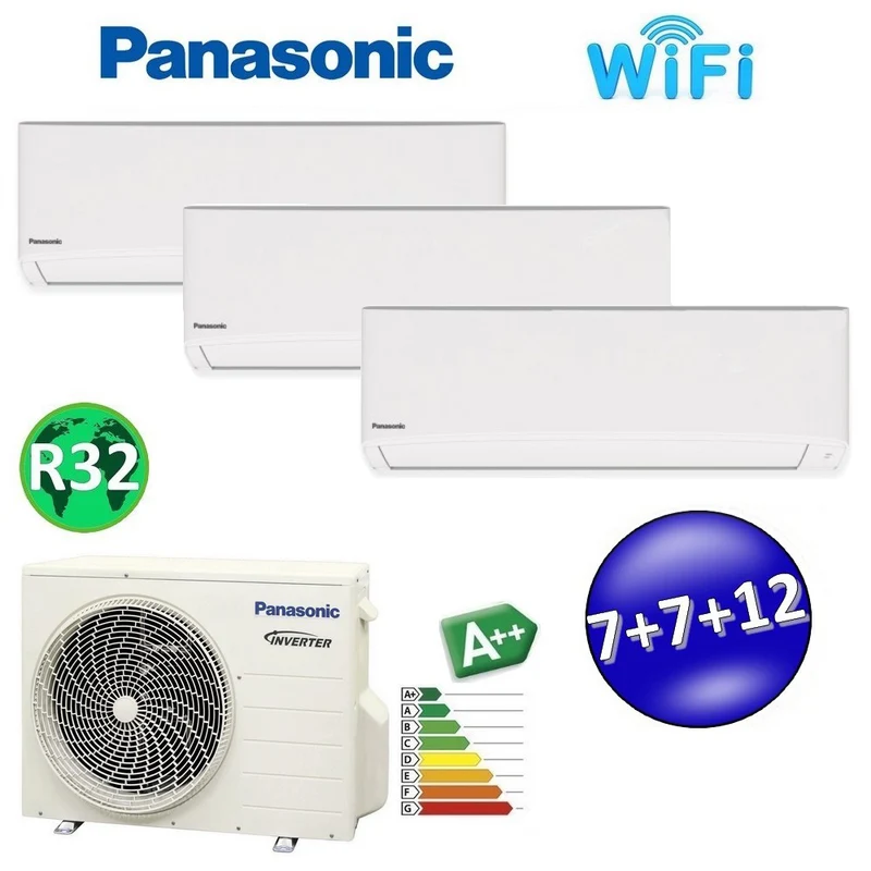 Climatiseur split Panasonic TZ R32 7000+7000+12000 BTU A+++ avec Wi-Fi et NanoeX