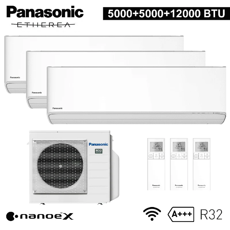 Climatiseur split ETHEREA R32 Panasonic série ZKE (TRIAL) - 5000+5000+12000 BTU A+++ WIFI NanoeX